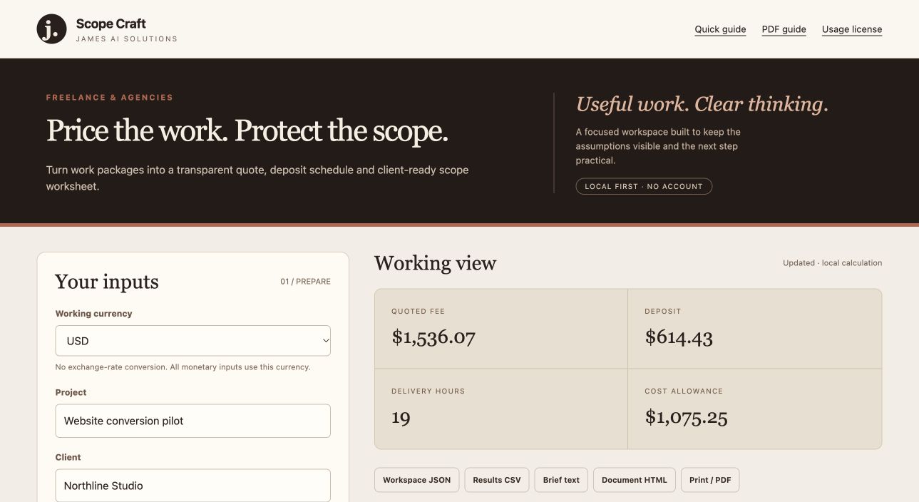 Scope Craft actual sample workspace