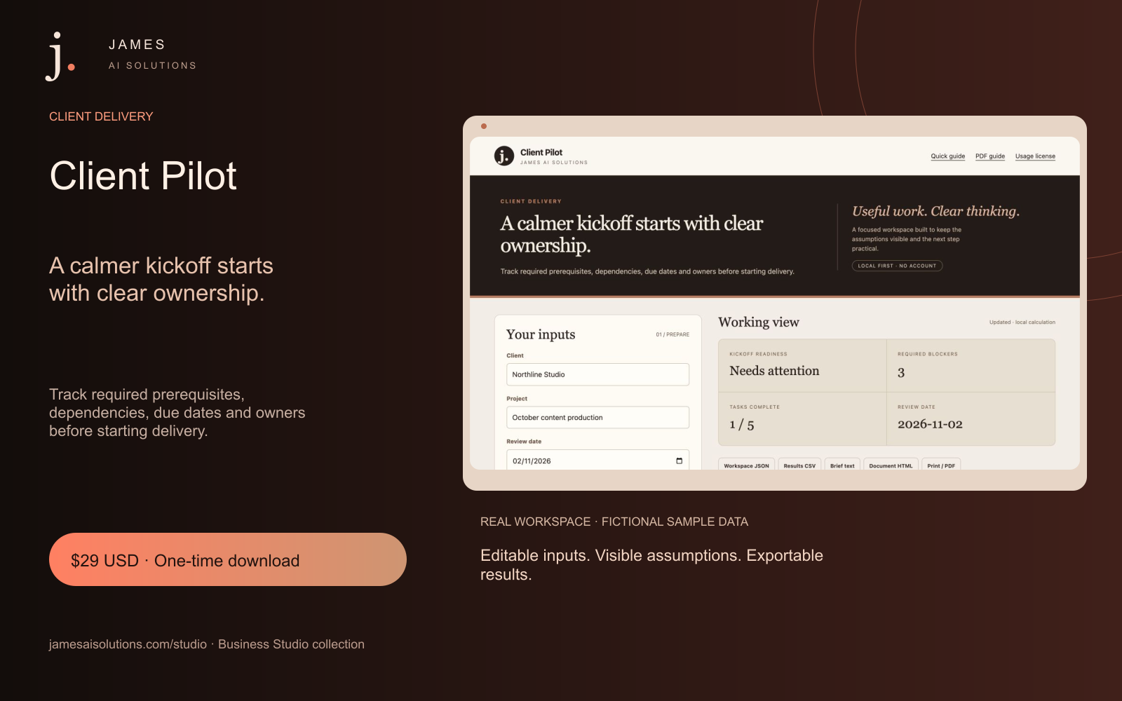 Client Pilot — A calmer kickoff starts with clear ownership.