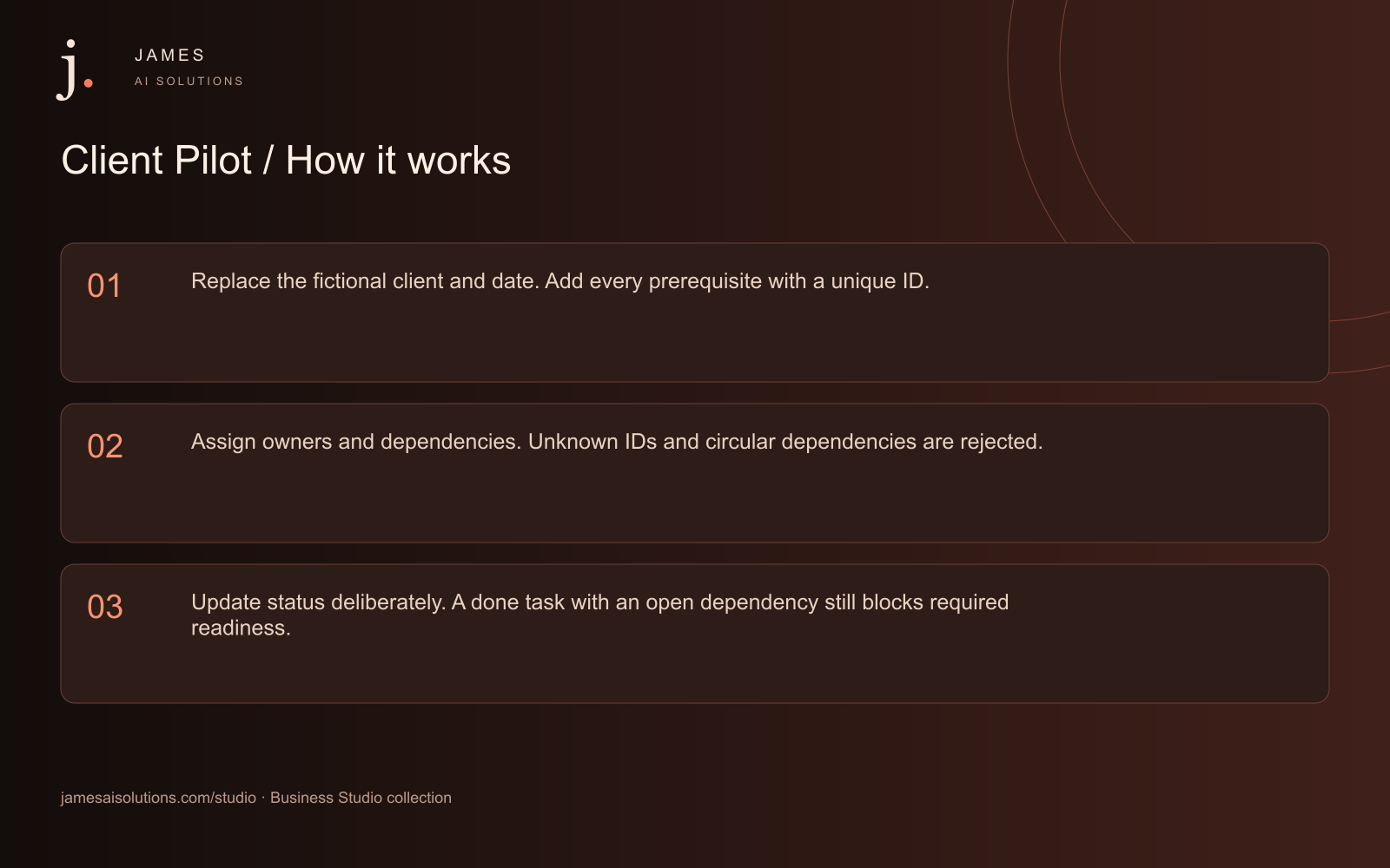 Client Pilot workflow explained in three steps