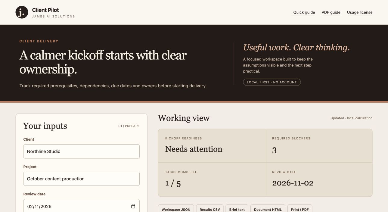 Client Pilot actual sample workspace