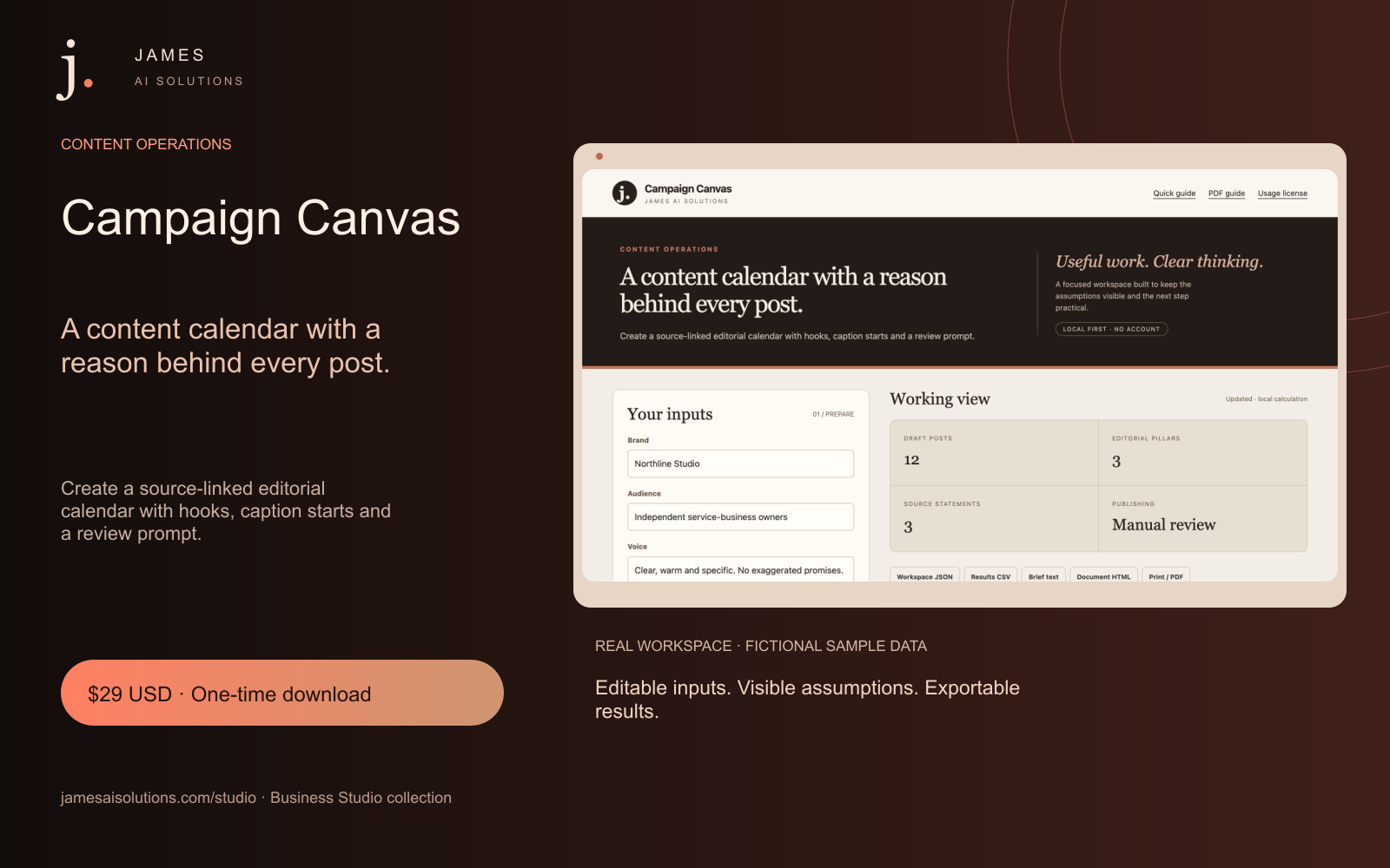 Campaign Canvas — A content calendar with a reason behind every post.