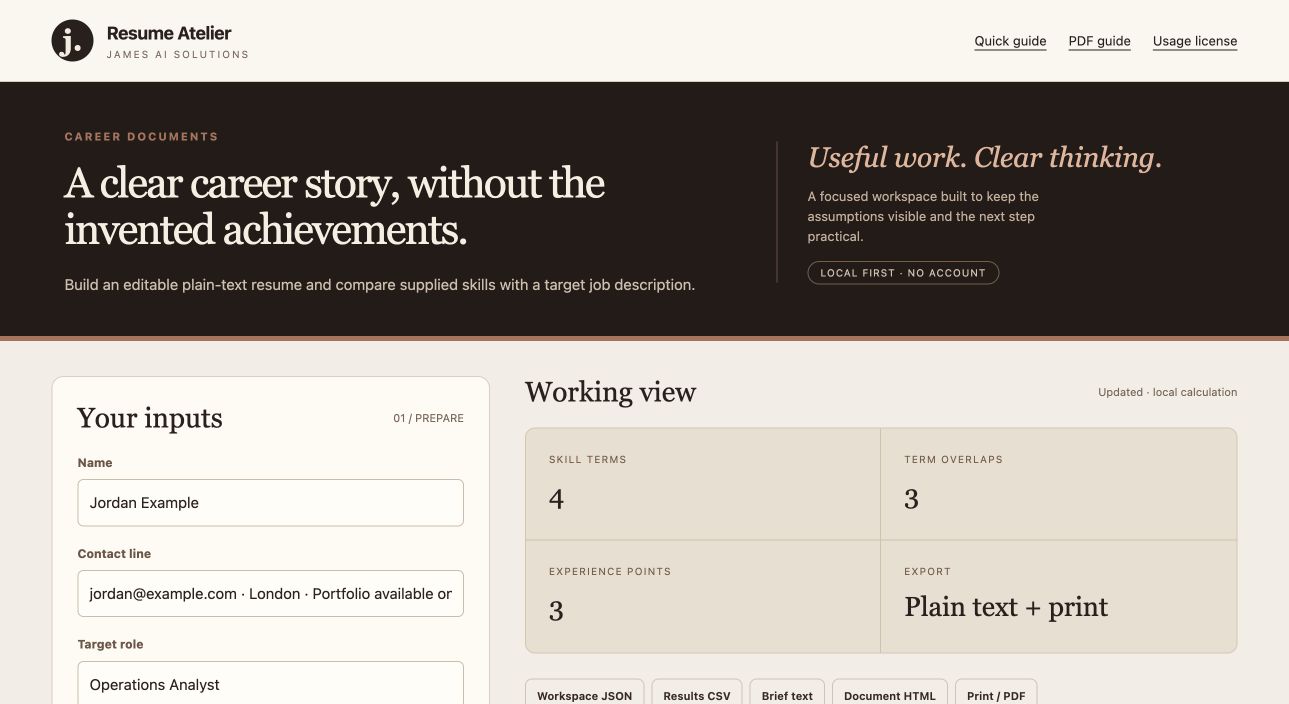 Resume Atelier actual sample workspace