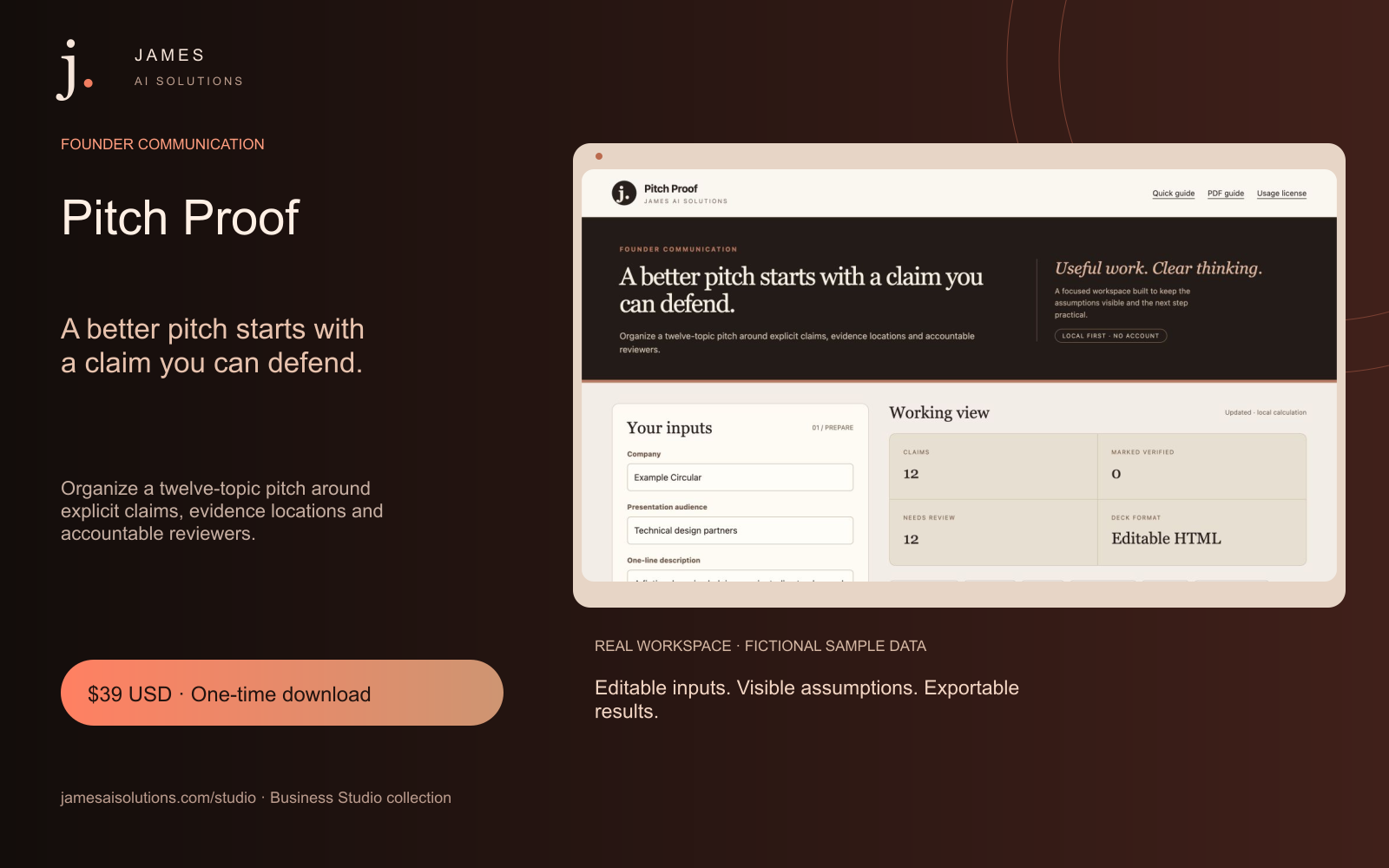 Pitch Proof — A better pitch starts with a claim you can defend.
