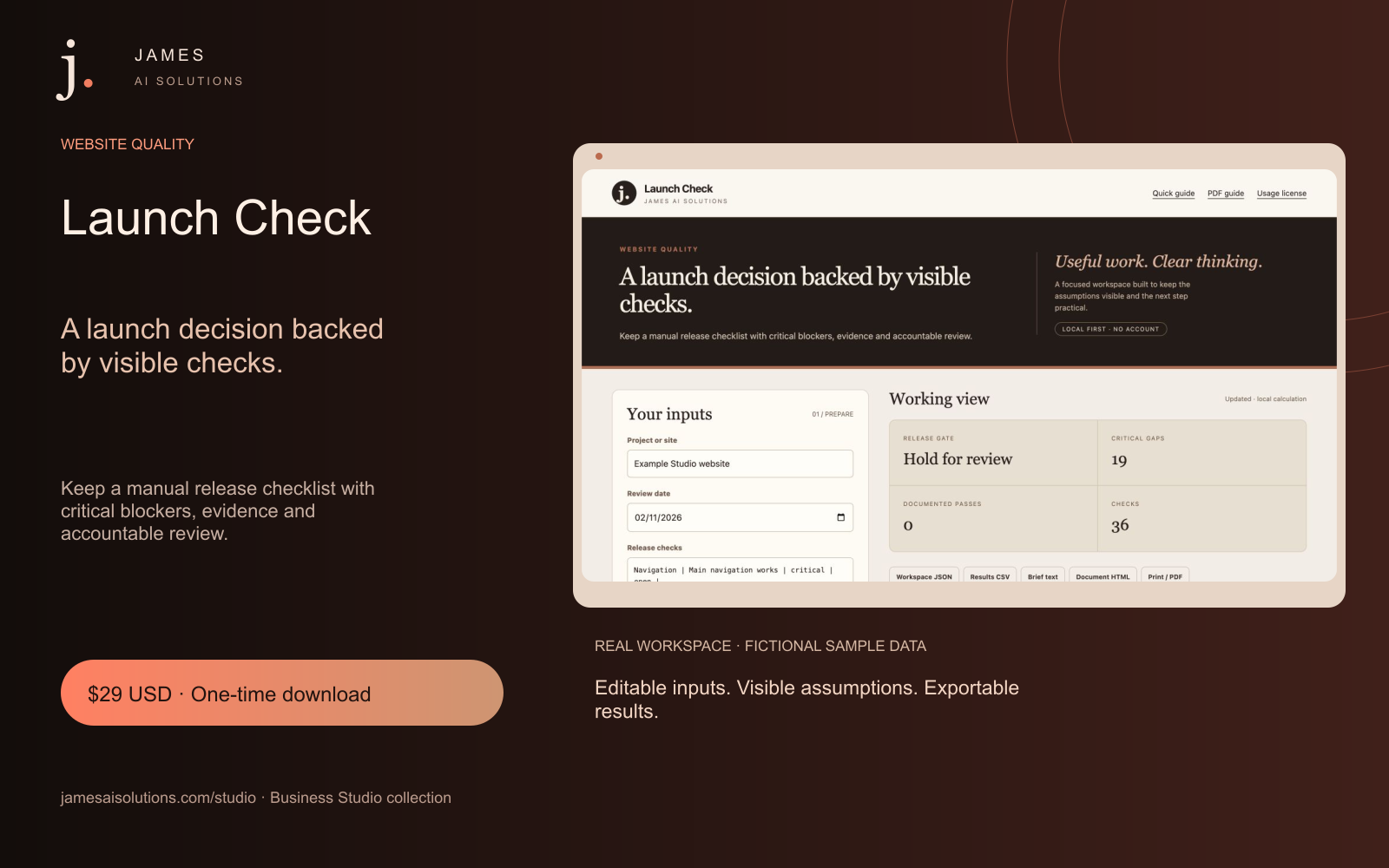 Launch Check — A launch decision backed by visible checks.